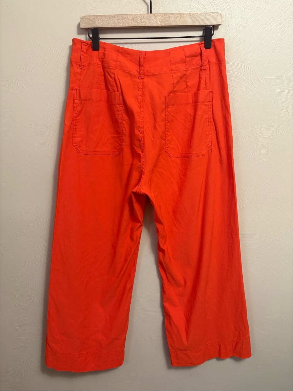 Anthropologie Maeve The Colette Cropped Wide-Leg Trousers Orange Red Size 31 - Picture 9 of 13